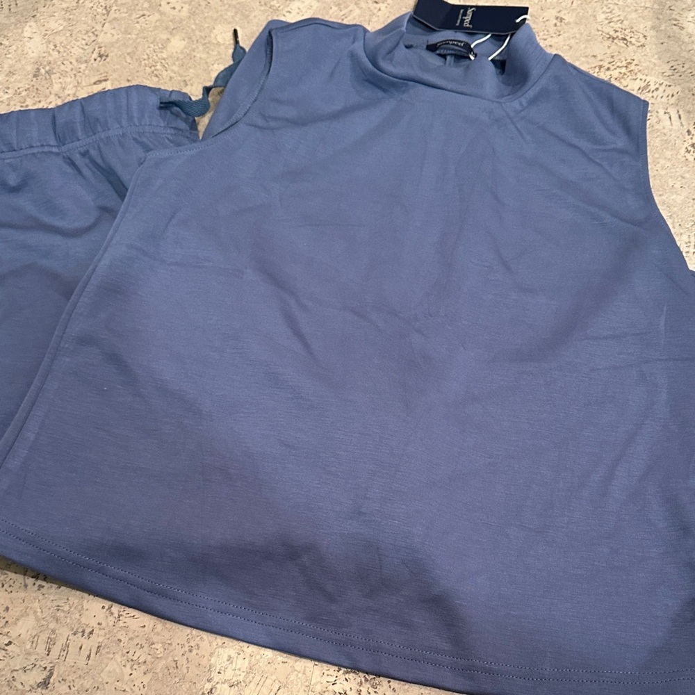 NWT Blue Sleeveless Top and Pants Set
